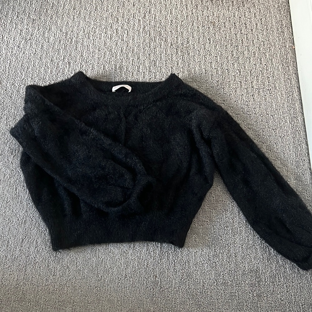 JJ’s Fairyland black fuzzy cropped sweater.  Size small/medium
